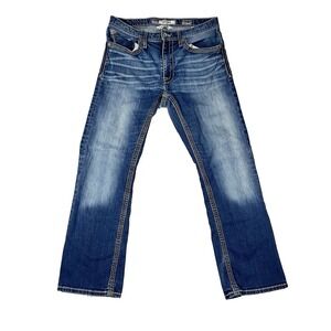 BKE Mens Derek Bootleg Blue Jeans 31S Thick Stitch Western Small Repairable Hole